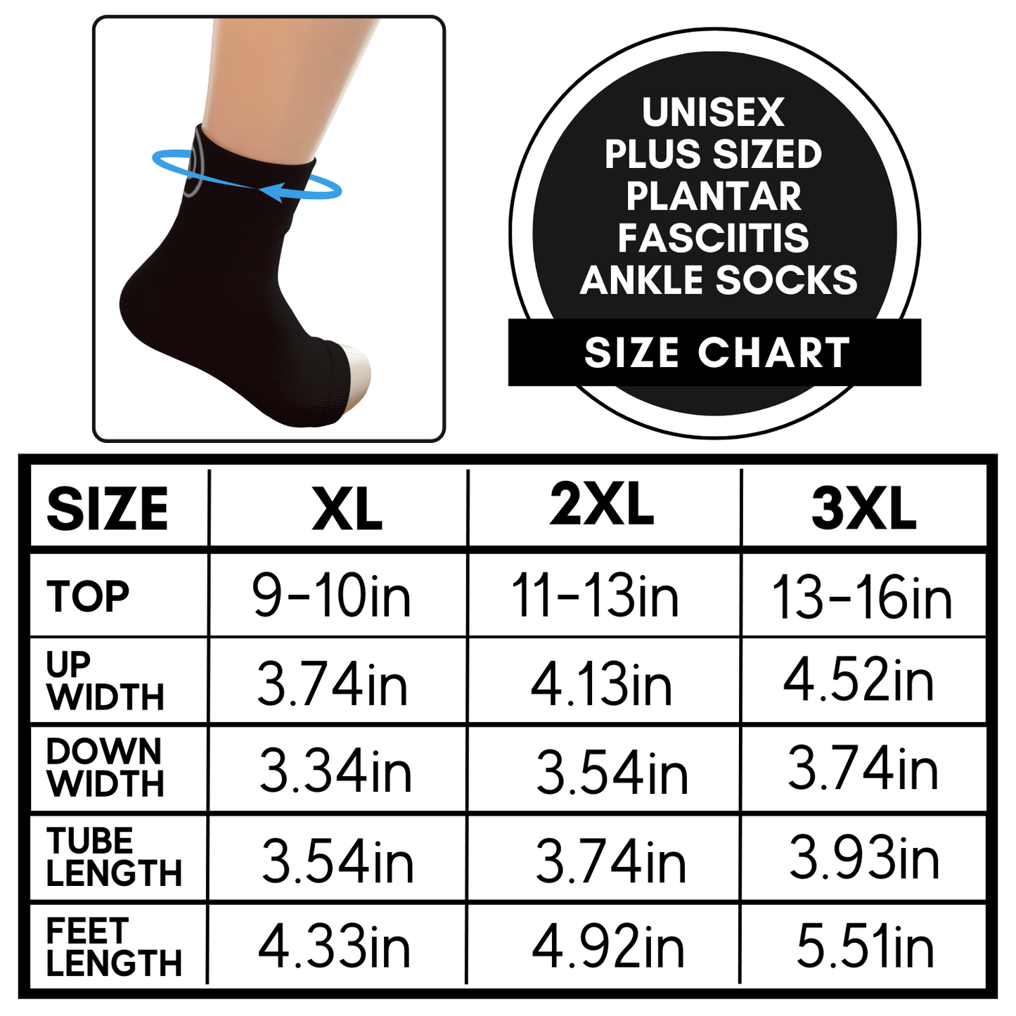 Dominion ActiveWear Plus Sized Plantar Fasciitis Ankle Socks