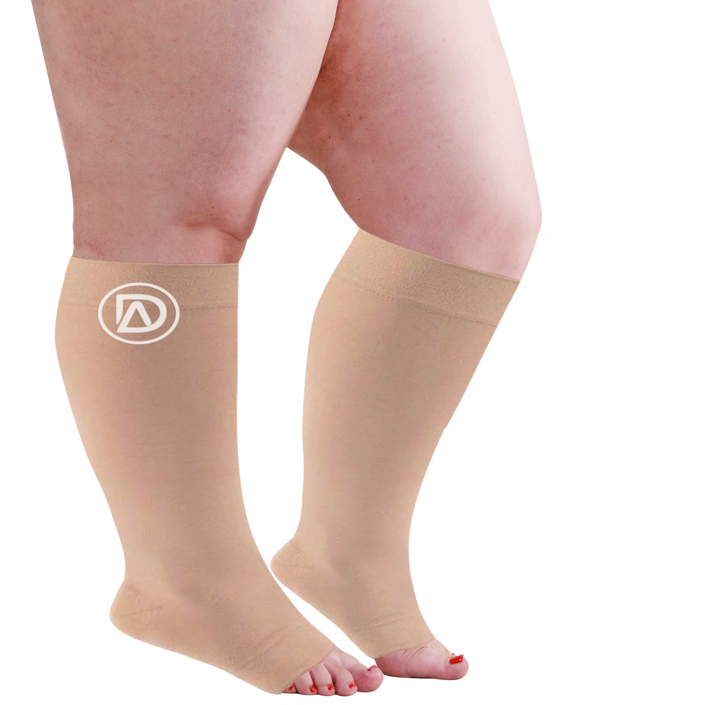Dominion Active Plus Size Wide Calf TOELESS Compression Socks 20-30mmHg Knee High