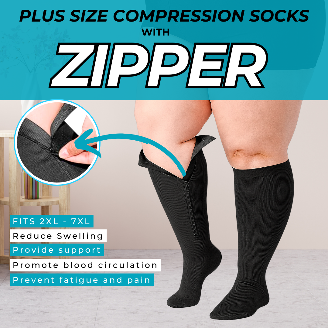 15-20mmHg Plus Size Compression Open Toe Socks with Zipper | Compression Closed Toe Socks with Zipper