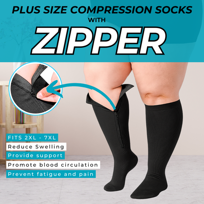 15-20mmHg Plus Size Compression Open Toe Socks with Zipper | Compression Closed Toe Socks with Zipper