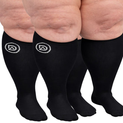 Plus Size Wide Calf Compression Socks 20–30 mmHg – 2 Pair Multipack