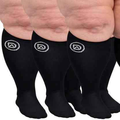 Plus Size Wide Calf Compression Socks 20–30 mmHg – 3 Pair Multipack