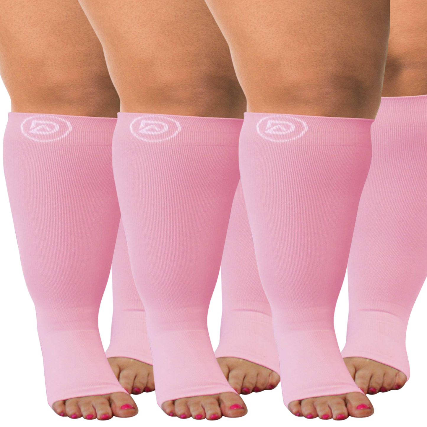 Plus Size Wide Calf Toeless Compression Socks 20–30 mmHg 3 Pair Multipack