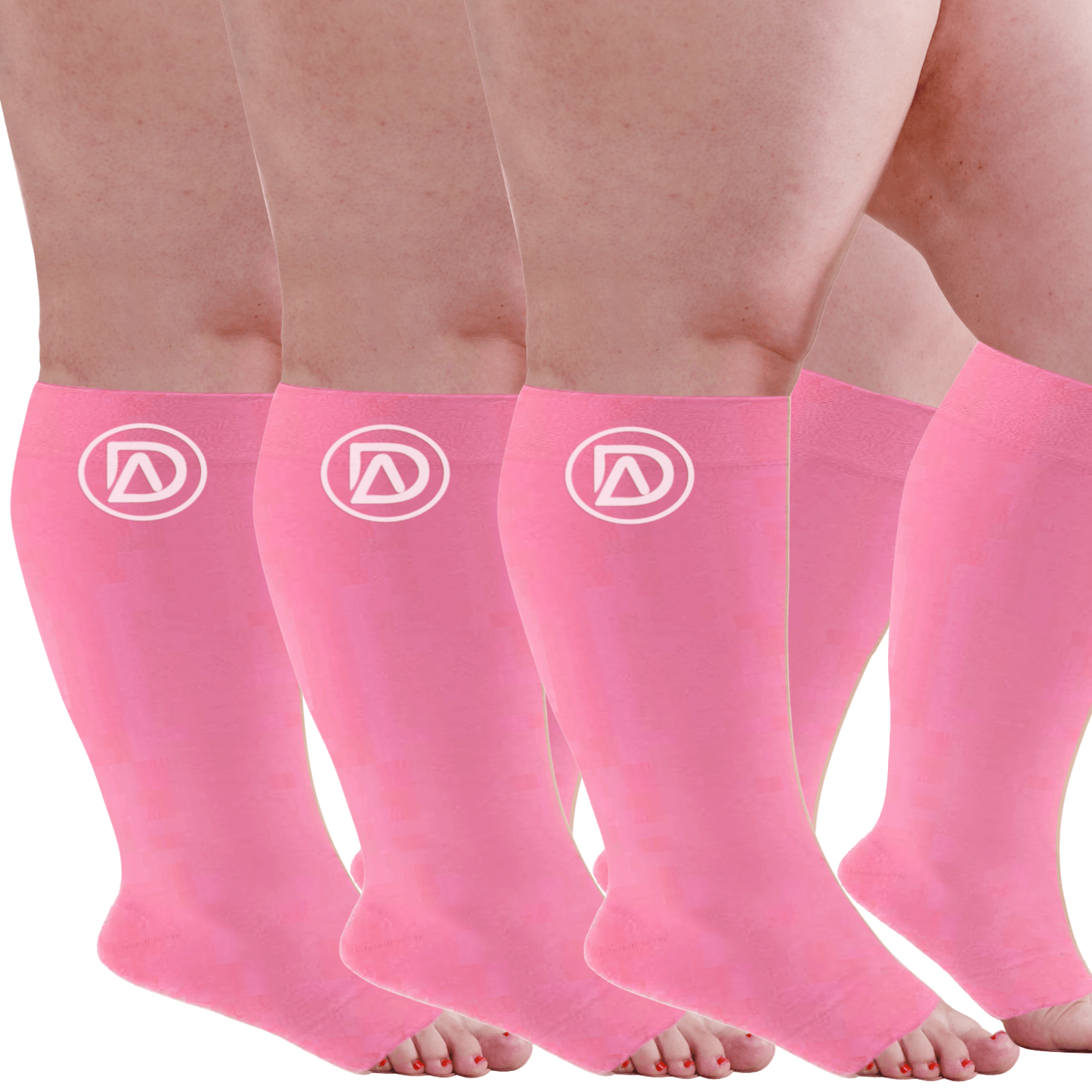 Plus Size Wide Calf Toeless Compression Socks 20–30 mmHg 3 Pair Multipack