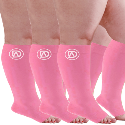 Plus Size Wide Calf Toeless Compression Socks 20–30 mmHg 3 Pair Multipack