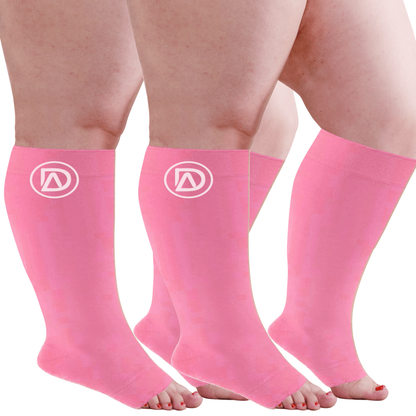 Plus Size Wide Calf Toeless Compression Socks 20–30 mmHg 2 Pair Multipack