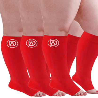 Plus Size Wide Calf Toeless Compression Socks 20–30 mmHg 3 Pair Multipack