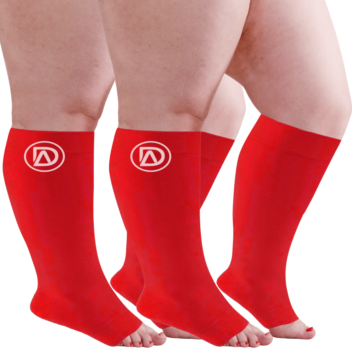 Plus Size Wide Calf Toeless Compression Socks 20–30 mmHg 2 Pair Multipack
