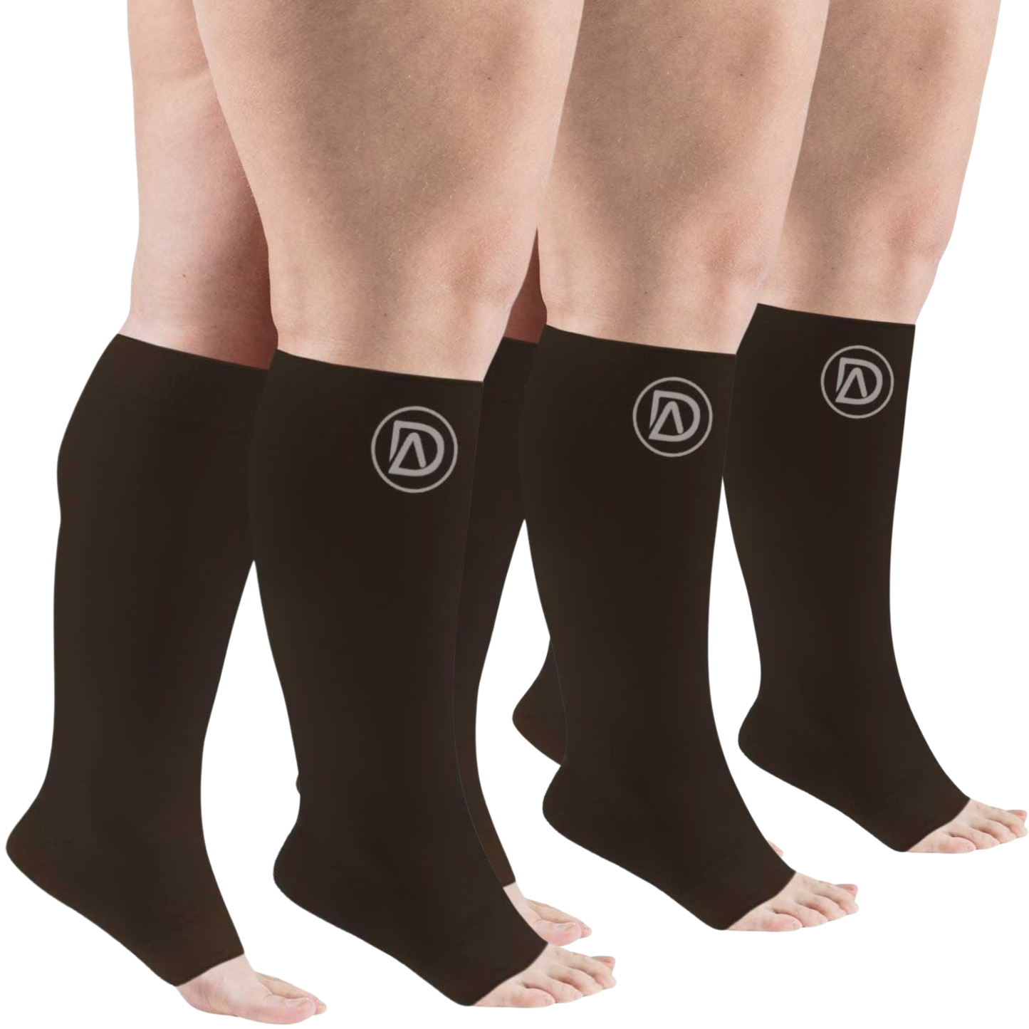Plus Size Wide Calf Toeless Compression Socks 20–30 mmHg 3 Pair Multipack