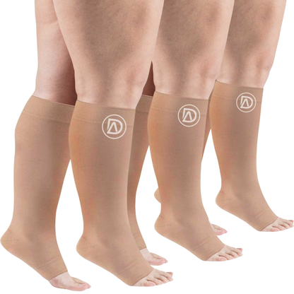 Plus Size Wide Calf Toeless Compression Socks 20–30 mmHg 3 Pair Multipack
