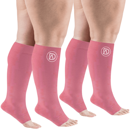 Plus Size Wide Calf Toeless Compression Socks 20–30 mmHg 2 Pair Multipack