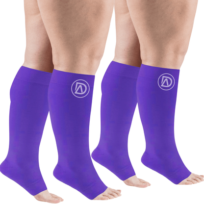 Plus Size Wide Calf Toeless Compression Socks 20–30 mmHg 2 Pair Multipack