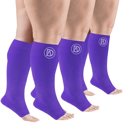 Plus Size Wide Calf Toeless Compression Socks 20–30 mmHg 3 Pair Multipack