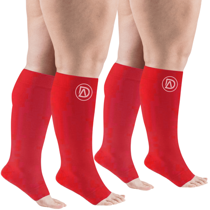 Plus Size Wide Calf Toeless Compression Socks 20–30 mmHg 2 Pair Multipack