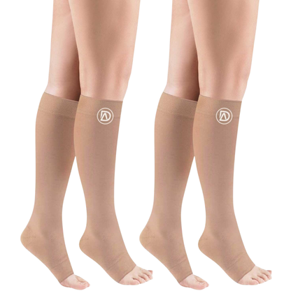 Plus Size Wide Calf Toeless Compression Socks 20–30 mmHg 2 Pair Multipack