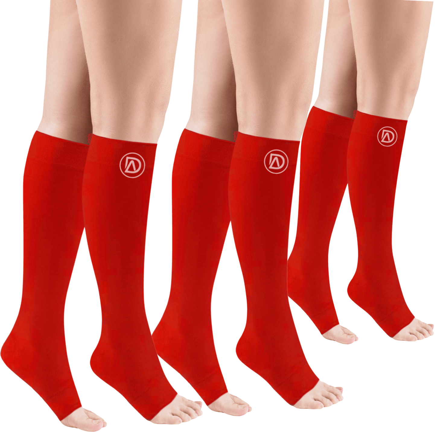 Plus Size Wide Calf Toeless Compression Socks 20–30 mmHg 3 Pair Multipack