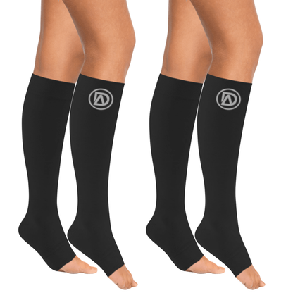 Plus Size Wide Calf Toeless Compression Socks 20–30 mmHg 2 Pair Multipack