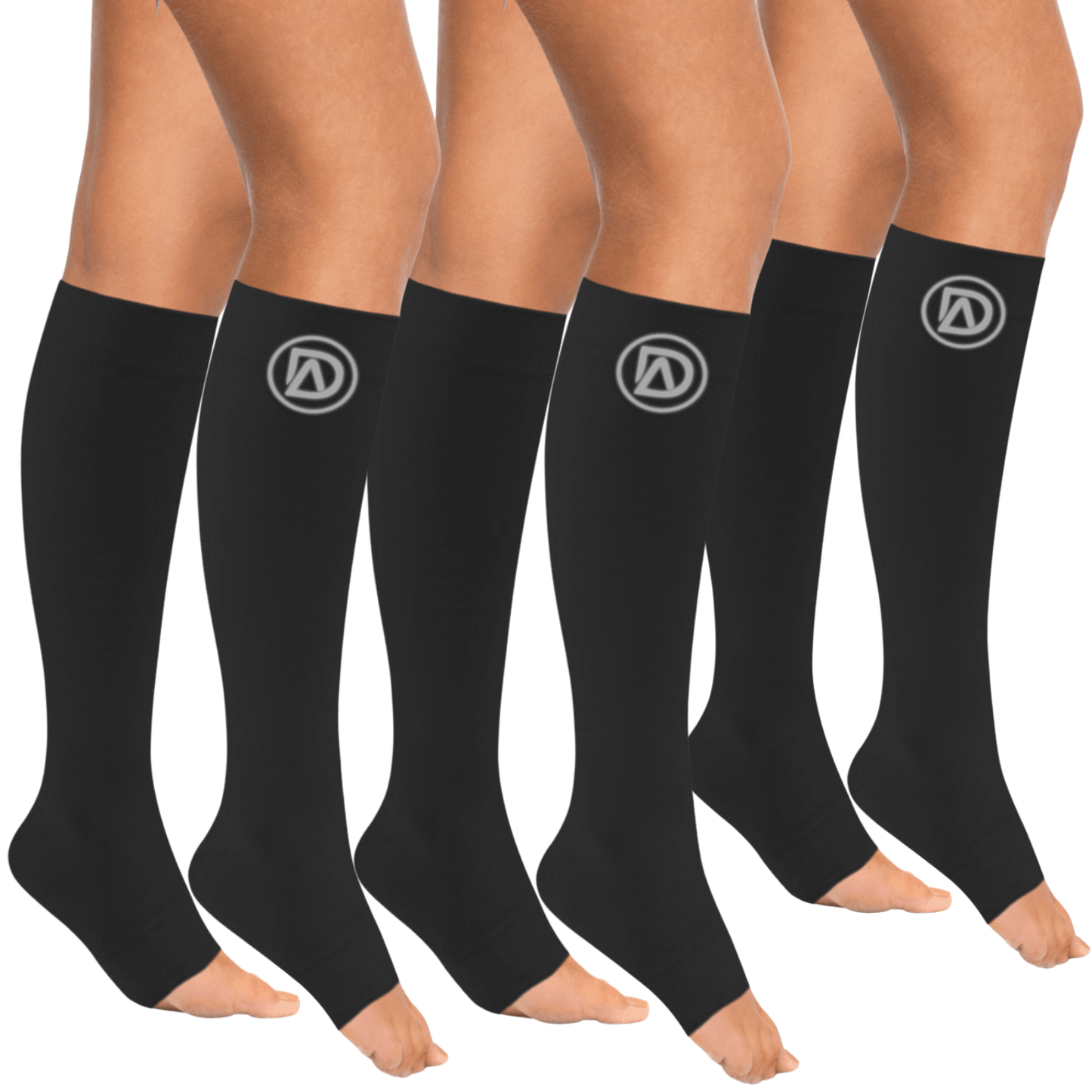 Plus Size Wide Calf Toeless Compression Socks 20–30 mmHg 3 Pair Multipack