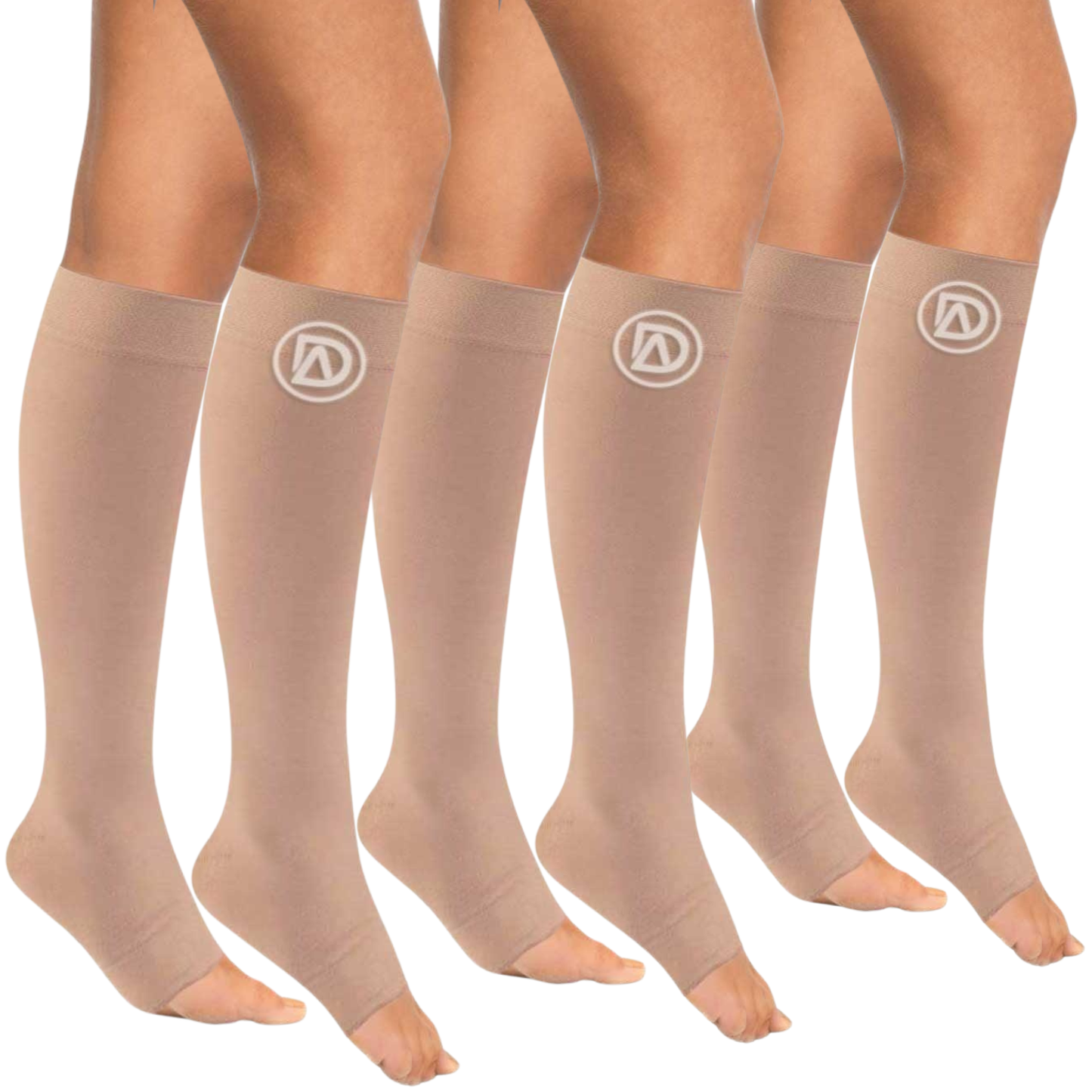 Plus Size Wide Calf Toeless Compression Socks 20–30 mmHg 3 Pair Multipack