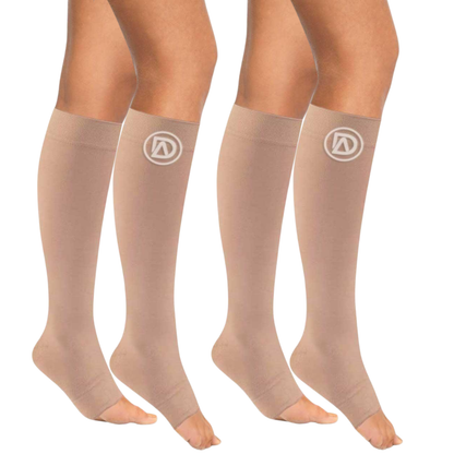 Plus Size Wide Calf Toeless Compression Socks 20–30 mmHg 2 Pair Multipack
