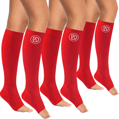 Plus Size Wide Calf Toeless Compression Socks 20–30 mmHg 3 Pair Multipack