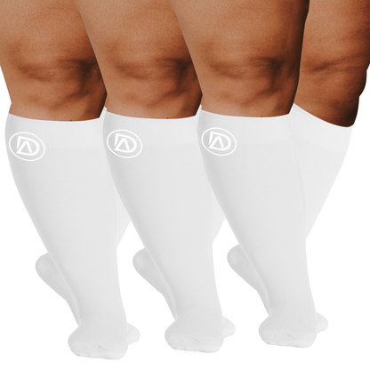Plus Size Wide Calf Compression Socks 20–30 mmHg – 3 Pair Multipack