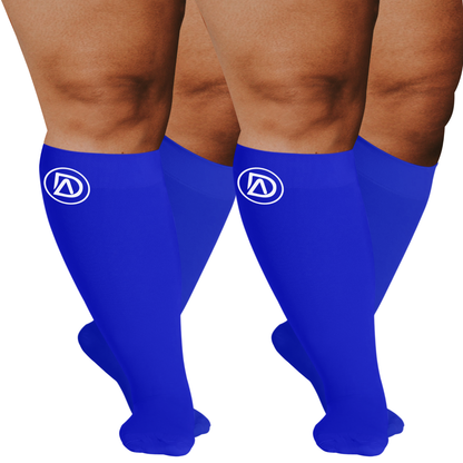 Plus Size Wide Calf Compression Socks 20–30 mmHg – 2 Pair Multipack