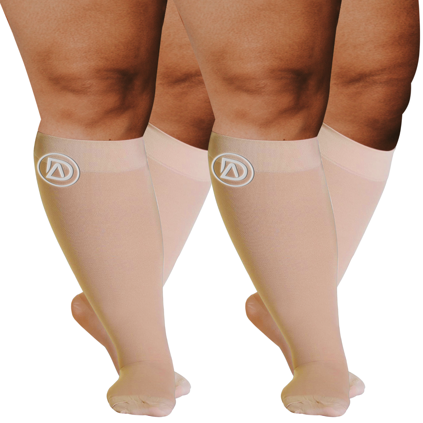 Plus Size Wide Calf Compression Socks 20–30 mmHg – 2 Pair Multipack