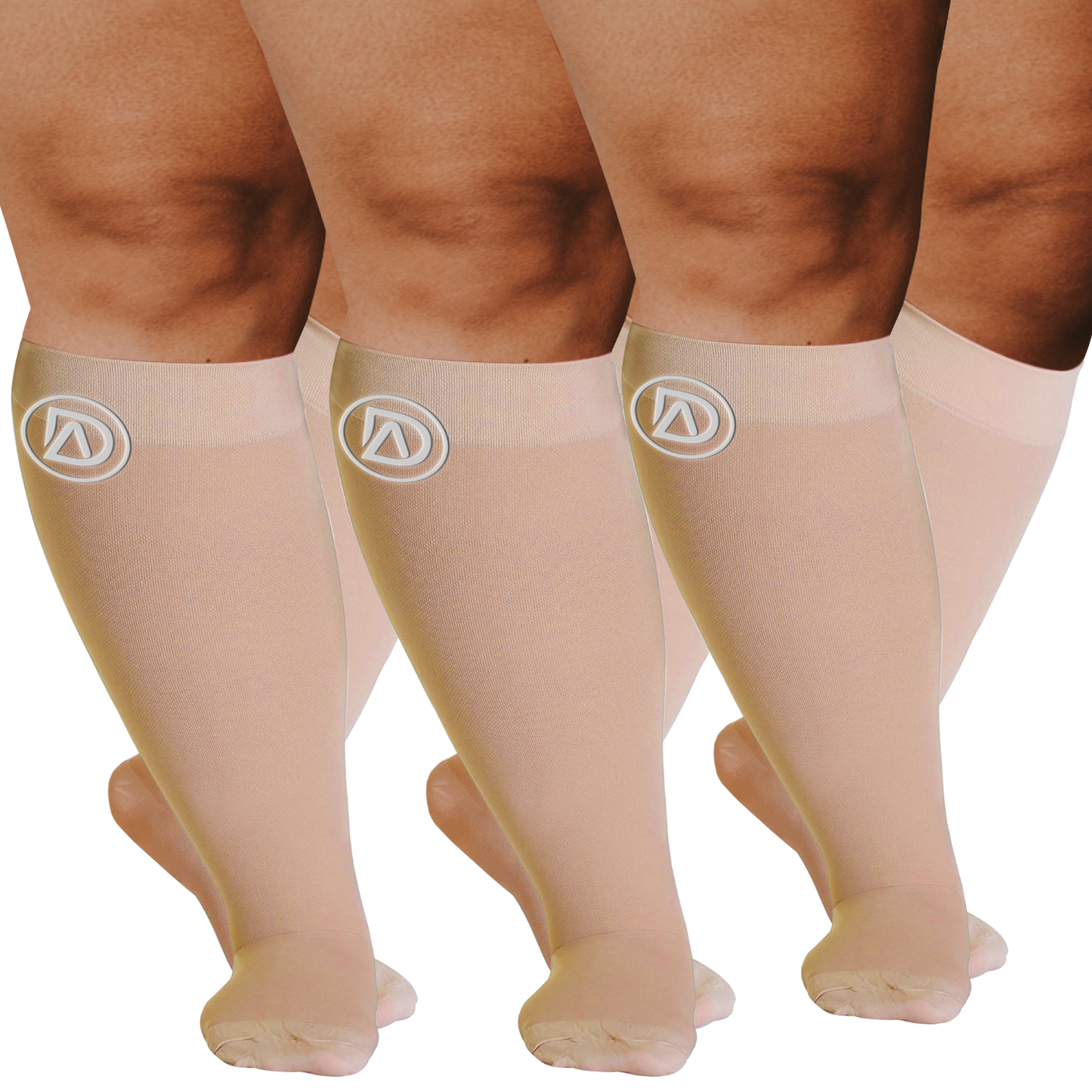 Plus Size Wide Calf Compression Socks 20–30 mmHg – 3 Pair Multipack