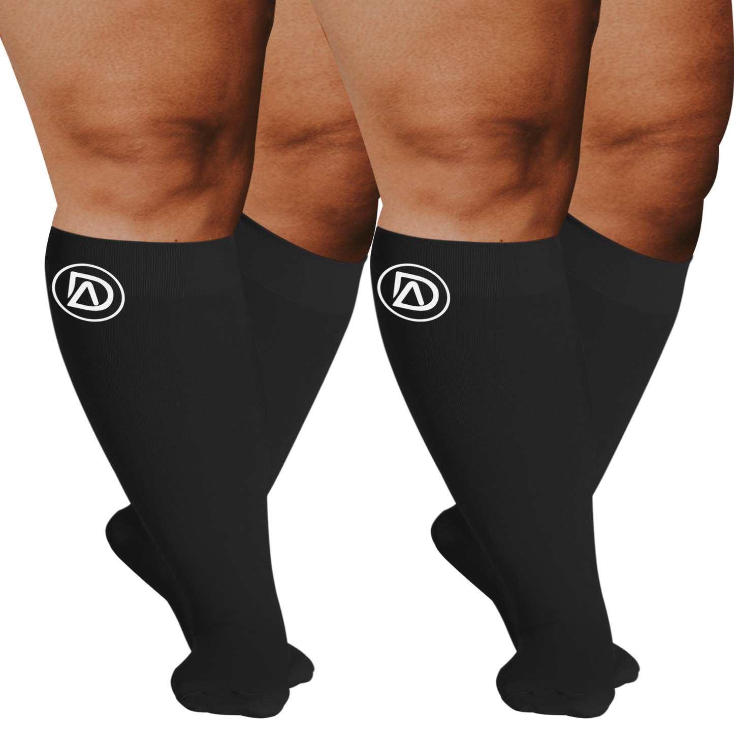 Plus Size Wide Calf Compression Socks 20–30 mmHg – 2 Pair Multipack