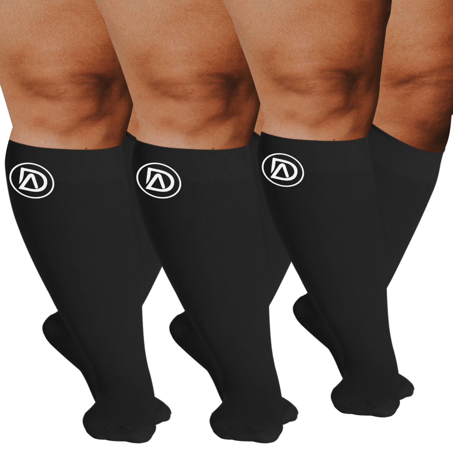 Plus Size Wide Calf Compression Socks 20–30 mmHg – 3 Pair Multipack