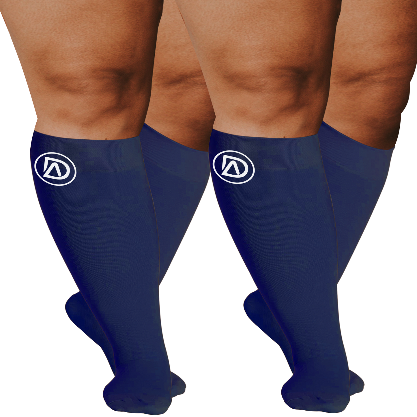 Plus Size Wide Calf Compression Socks 20–30 mmHg – 2 Pair Multipack