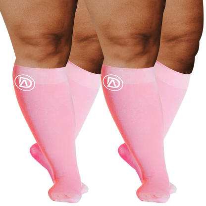 Plus Size Wide Calf Compression Socks 20–30 mmHg – 2 Pair Multipack