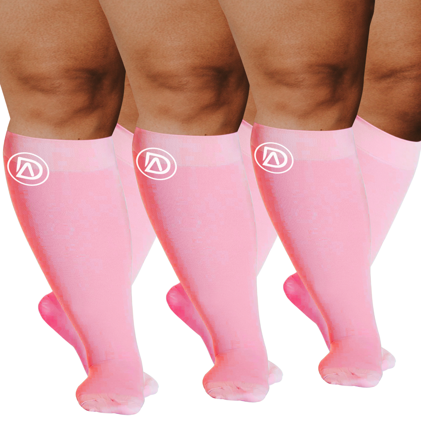 Plus Size Wide Calf Compression Socks 20–30 mmHg – 3 Pair Multipack