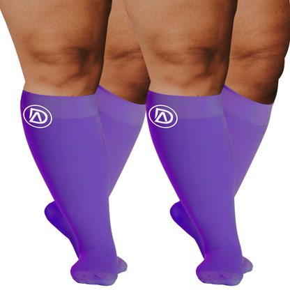 Plus Size Wide Calf Compression Socks 20–30 mmHg – 2 Pair Multipack
