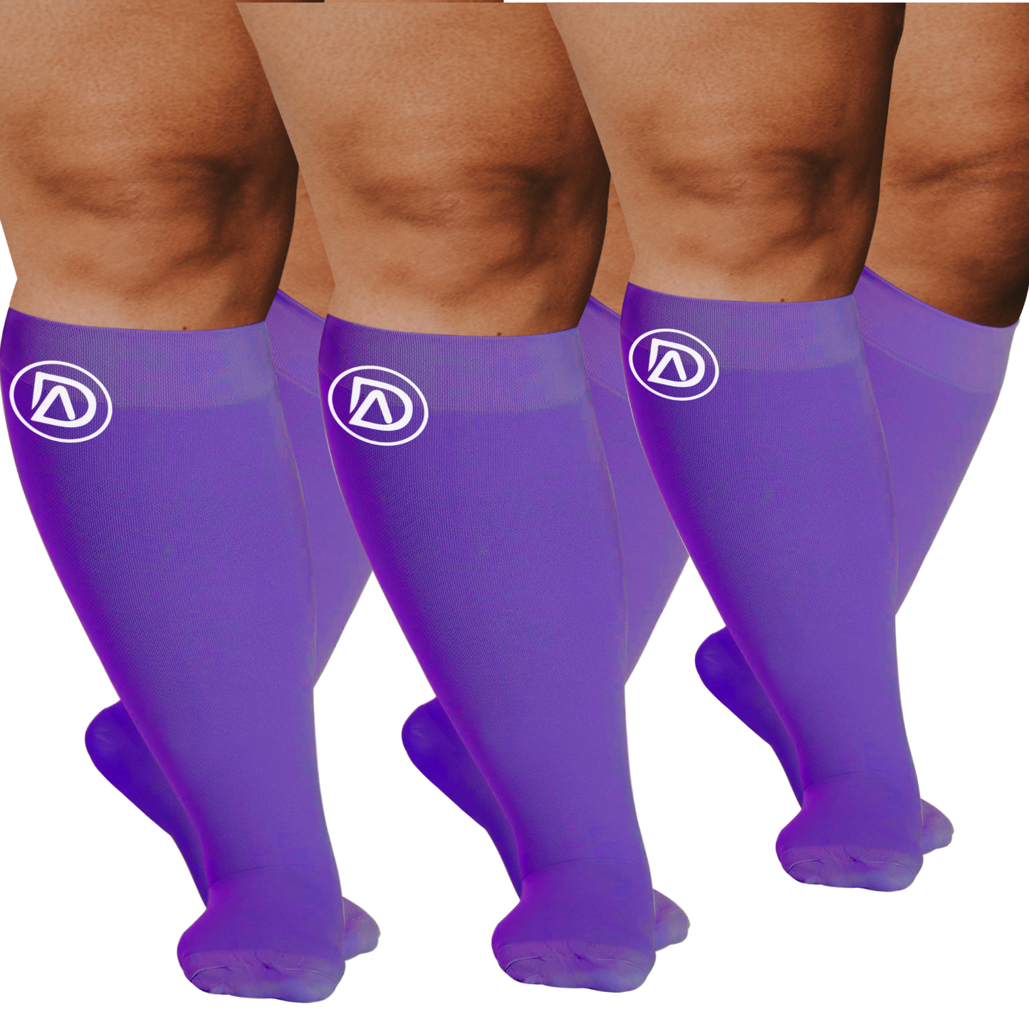 Plus Size Wide Calf Compression Socks 20–30 mmHg – 3 Pair Multipack