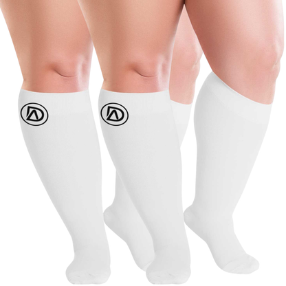 Plus Size Wide Calf Compression Socks 20–30 mmHg – 2 Pair Multipack