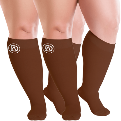 Plus Size Wide Calf Compression Socks 20–30 mmHg – 2 Pair Multipack