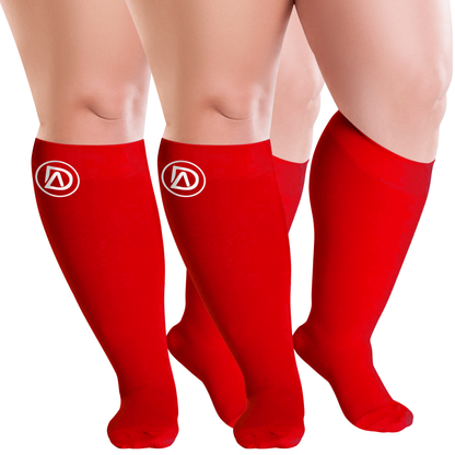 Plus Size Wide Calf Compression Socks 20–30 mmHg – 2 Pair Multipack