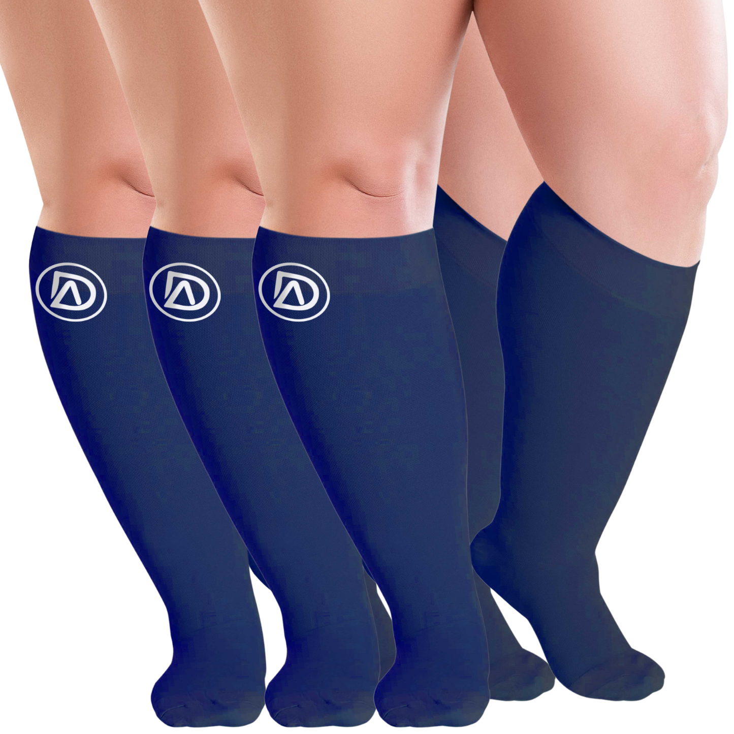 Plus Size Wide Calf Compression Socks 20–30 mmHg – 3 Pair Multipack