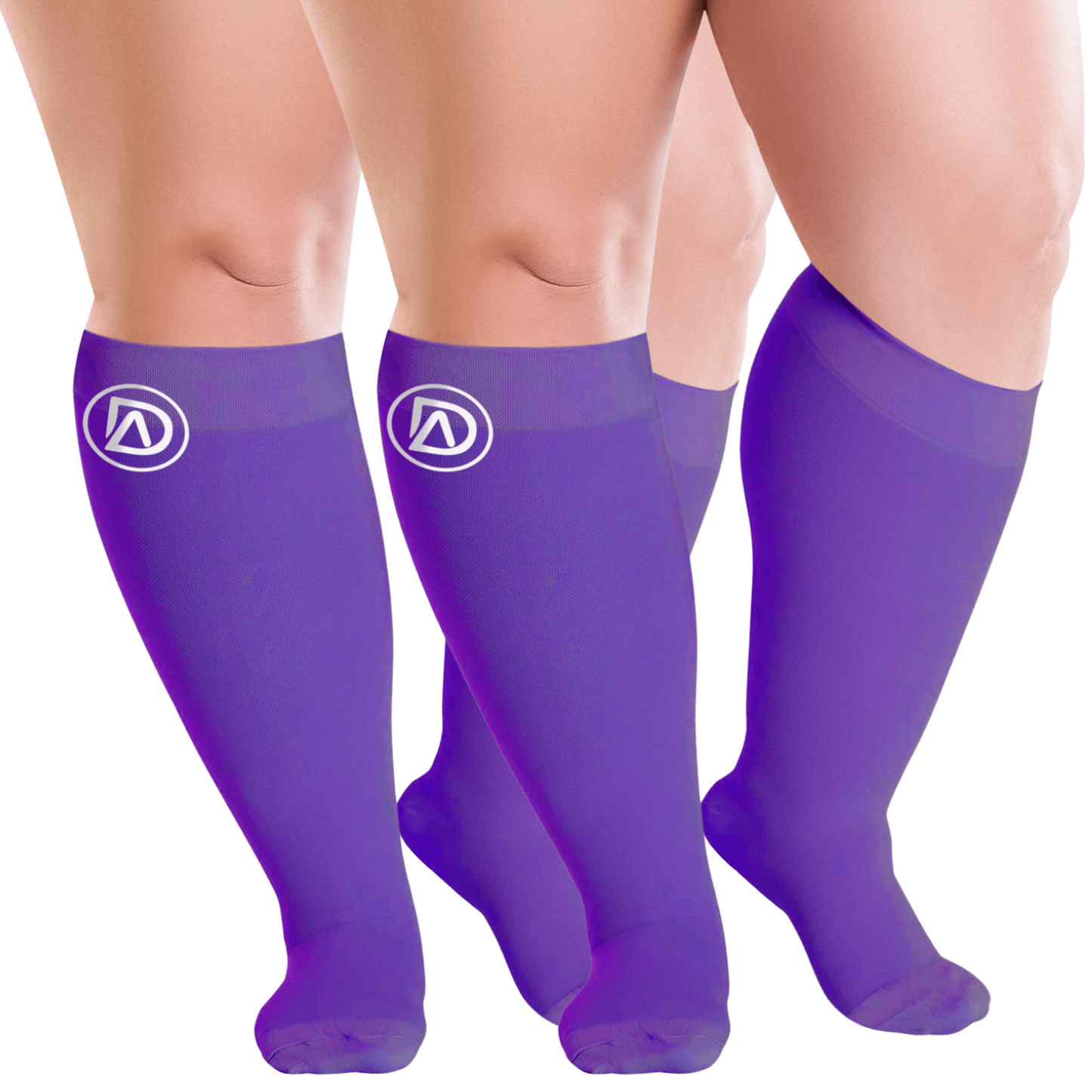 Plus Size Wide Calf Compression Socks 20–30 mmHg – 2 Pair Multipack