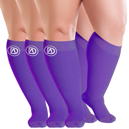 Plus Size Wide Calf Compression Socks 20–30 mmHg – 3 Pair Multipack