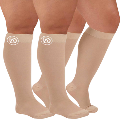 Plus Size Wide Calf Compression Socks 20–30 mmHg – 2 Pair Multipack