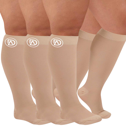 Plus Size Wide Calf Compression Socks 20–30 mmHg – 3 Pair Multipack