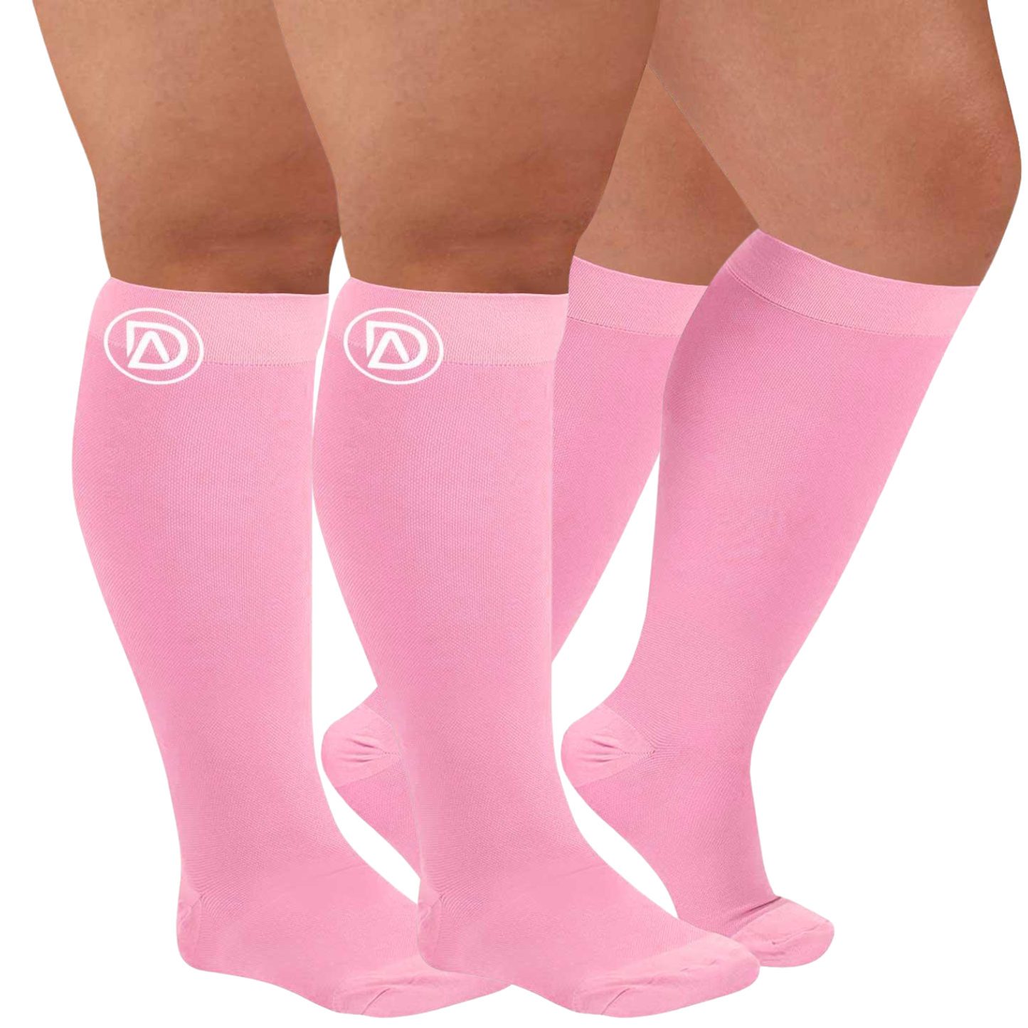 Plus Size Wide Calf Compression Socks 20–30 mmHg – 2 Pair Multipack