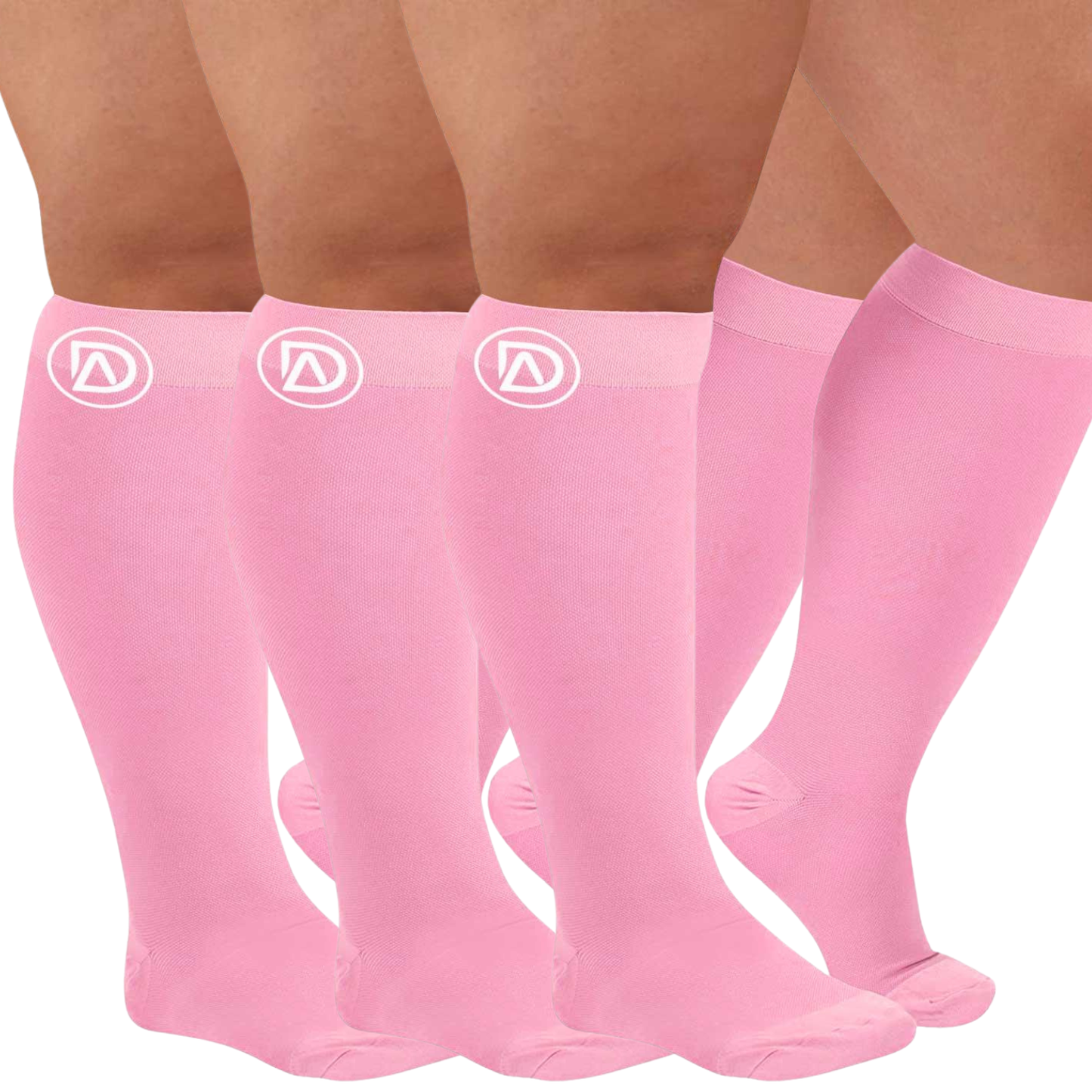 Plus Size Wide Calf Compression Socks 20–30 mmHg – 3 Pair Multipack