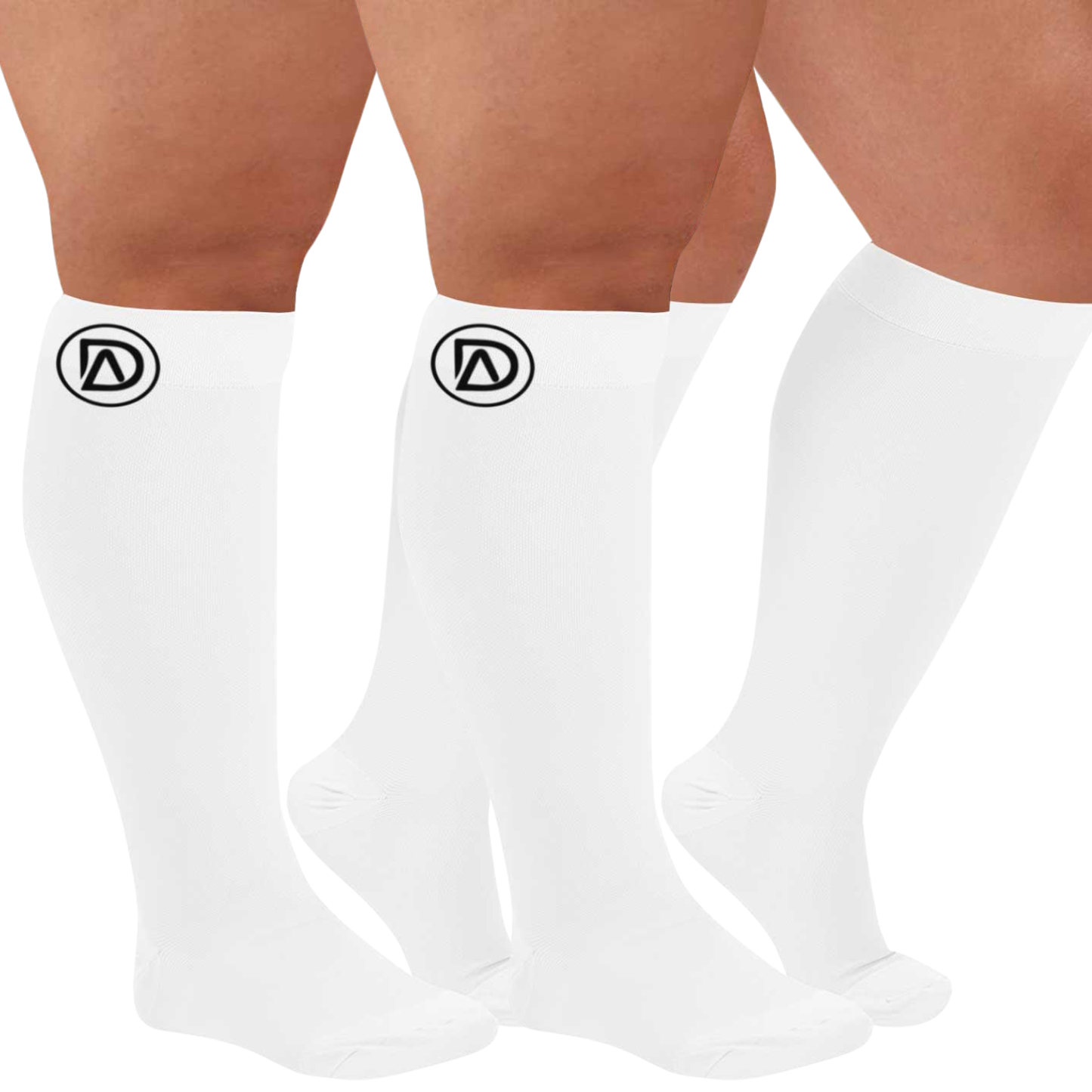 Plus Size Wide Calf Compression Socks 20–30 mmHg – 2 Pair Multipack