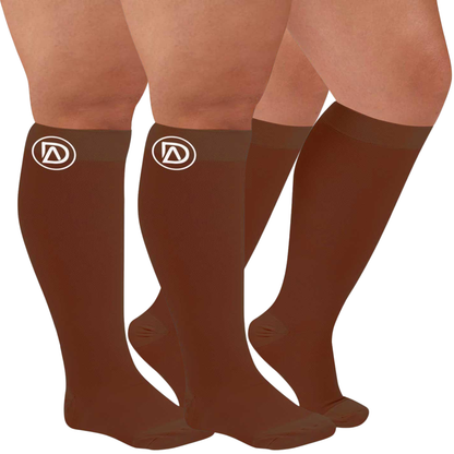 Plus Size Wide Calf Compression Socks 20–30 mmHg – 2 Pair Multipack