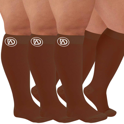 Plus Size Wide Calf Compression Socks 20–30 mmHg – 3 Pair Multipack