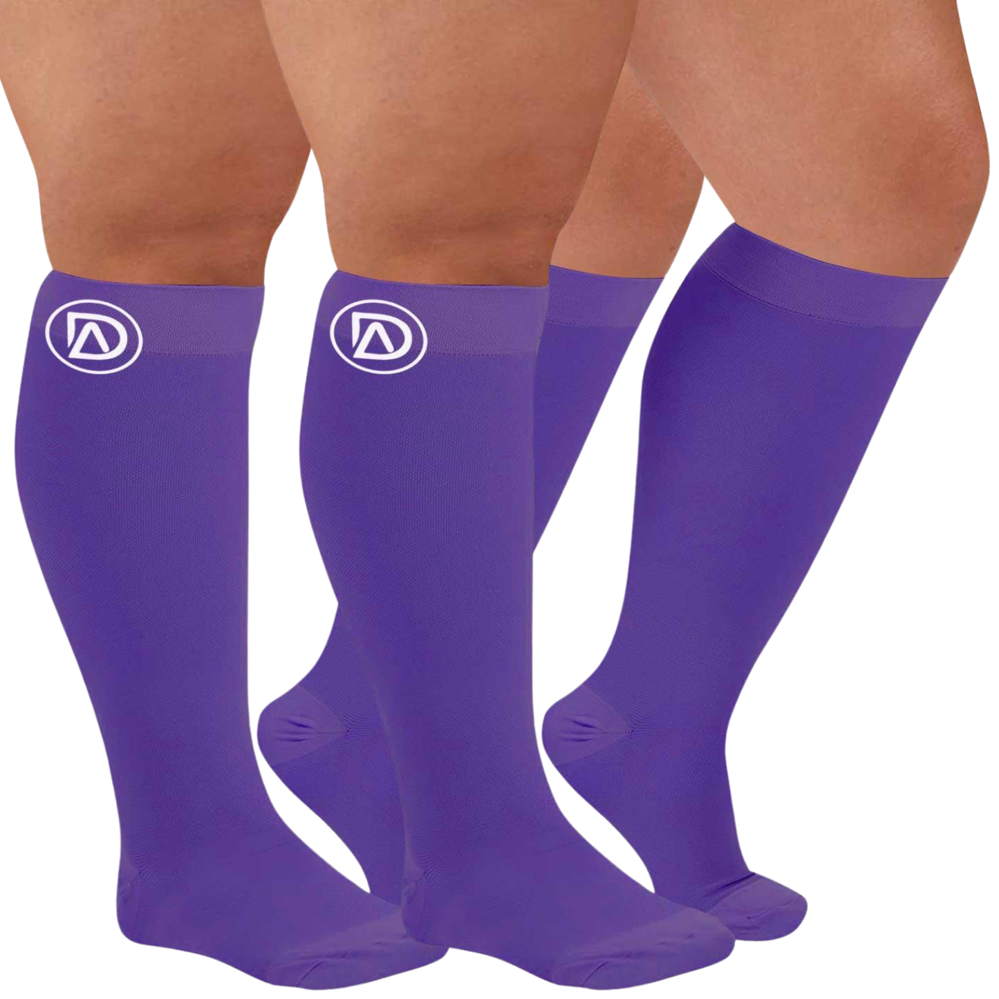 Plus Size Wide Calf Compression Socks 20–30 mmHg – 2 Pair Multipack